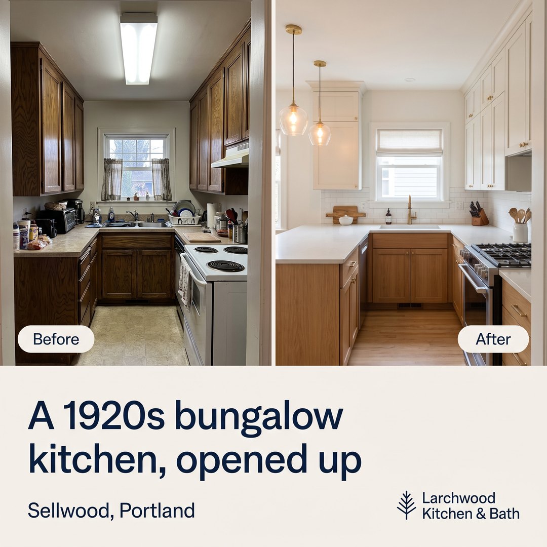 A 1920s bungalow kitchen, opened up