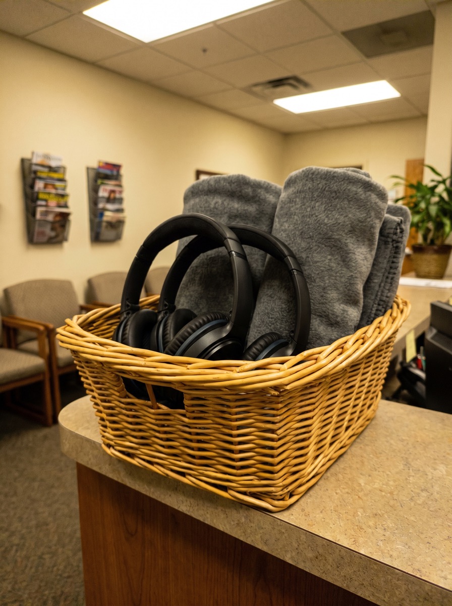 The headphones and blankets at the front desk. Patients only got them if they knew to ask.