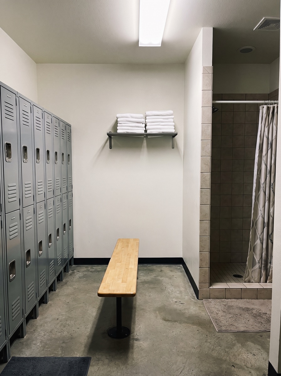 The locker room. Showers, lockers and towels, and almost nobody on the sidewalk knew it was there.