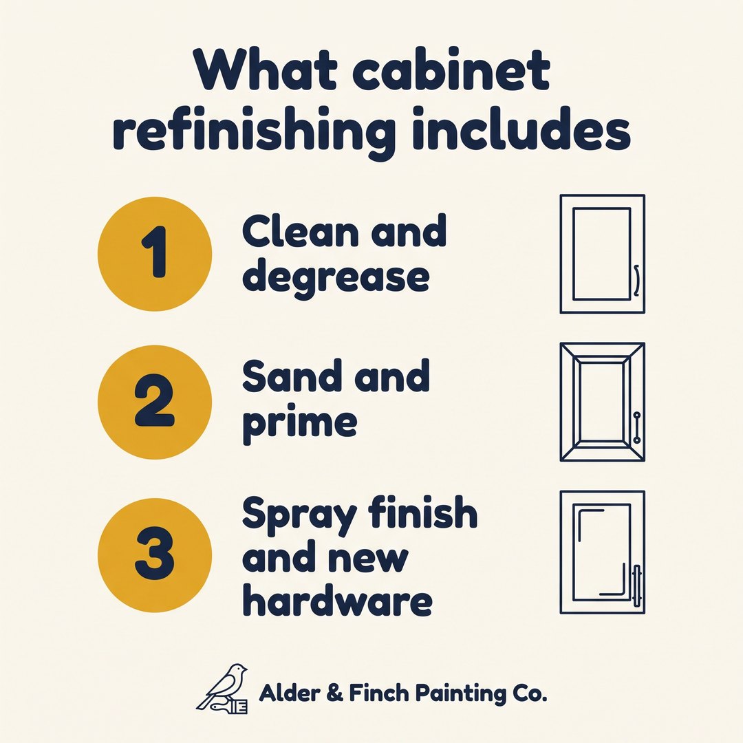 What cabinet refinishing includes