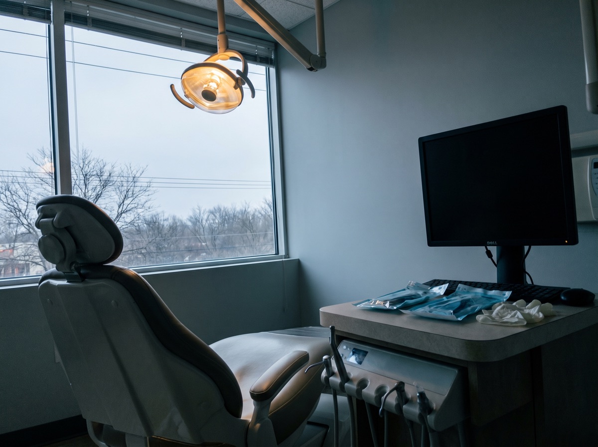Treatment room 2 before opening, taken by the office manager. It’s the room nervous patients ask for.