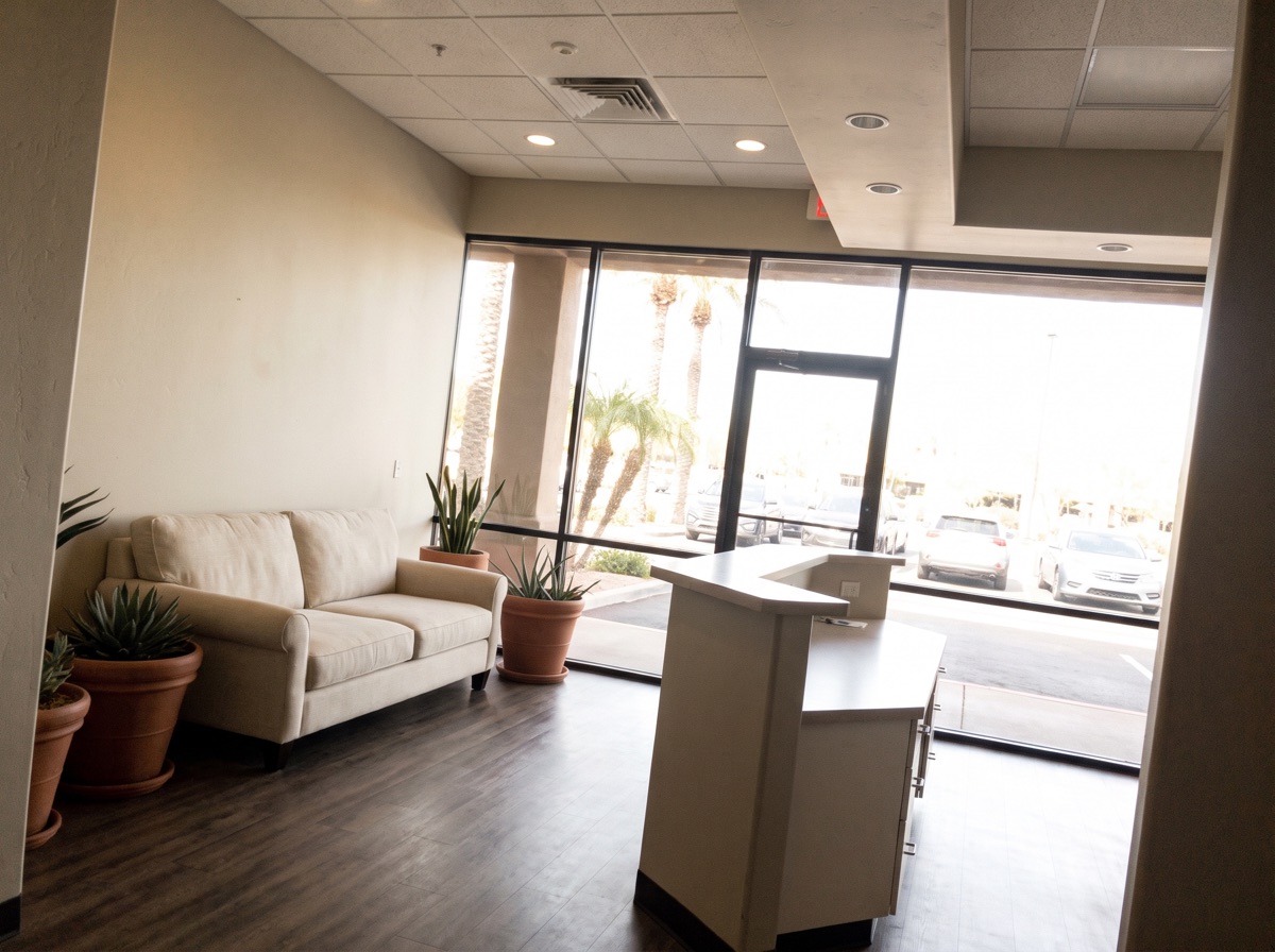 The lobby at noon on a Tuesday last July.