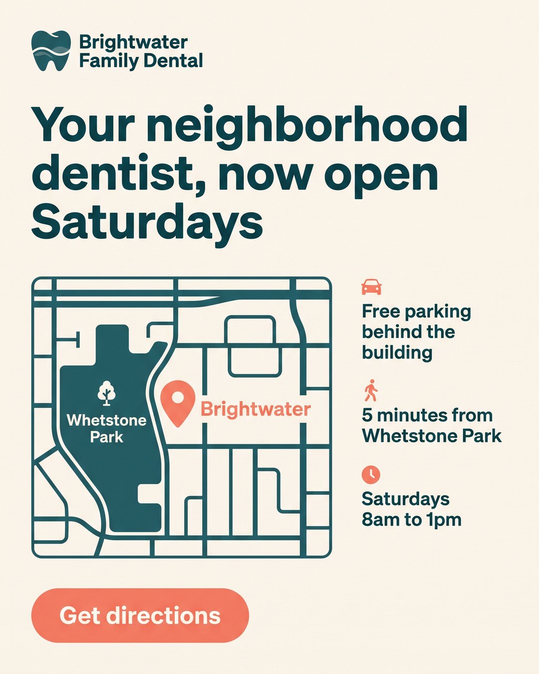 Your neighborhood dentist, now open Saturdays