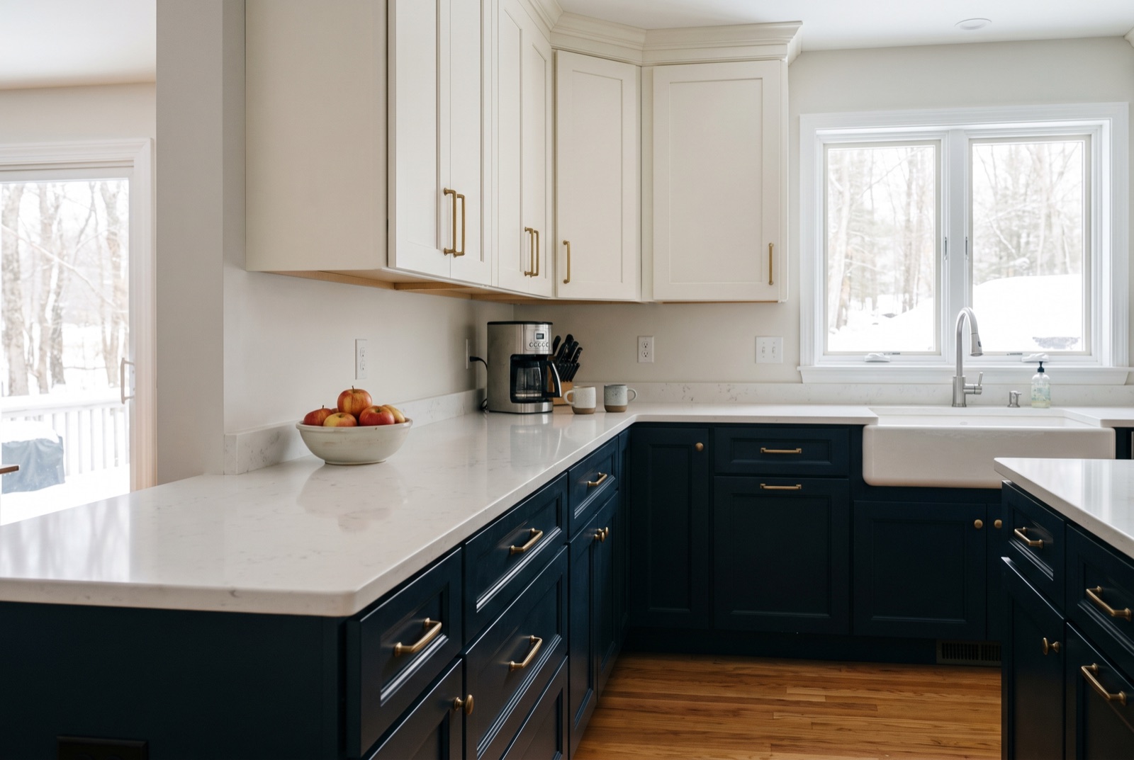 Winter cabinet refinishing when exterior painting stops