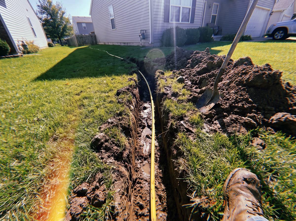 The gas line going in, texted by the crew lead halfway through the job.
