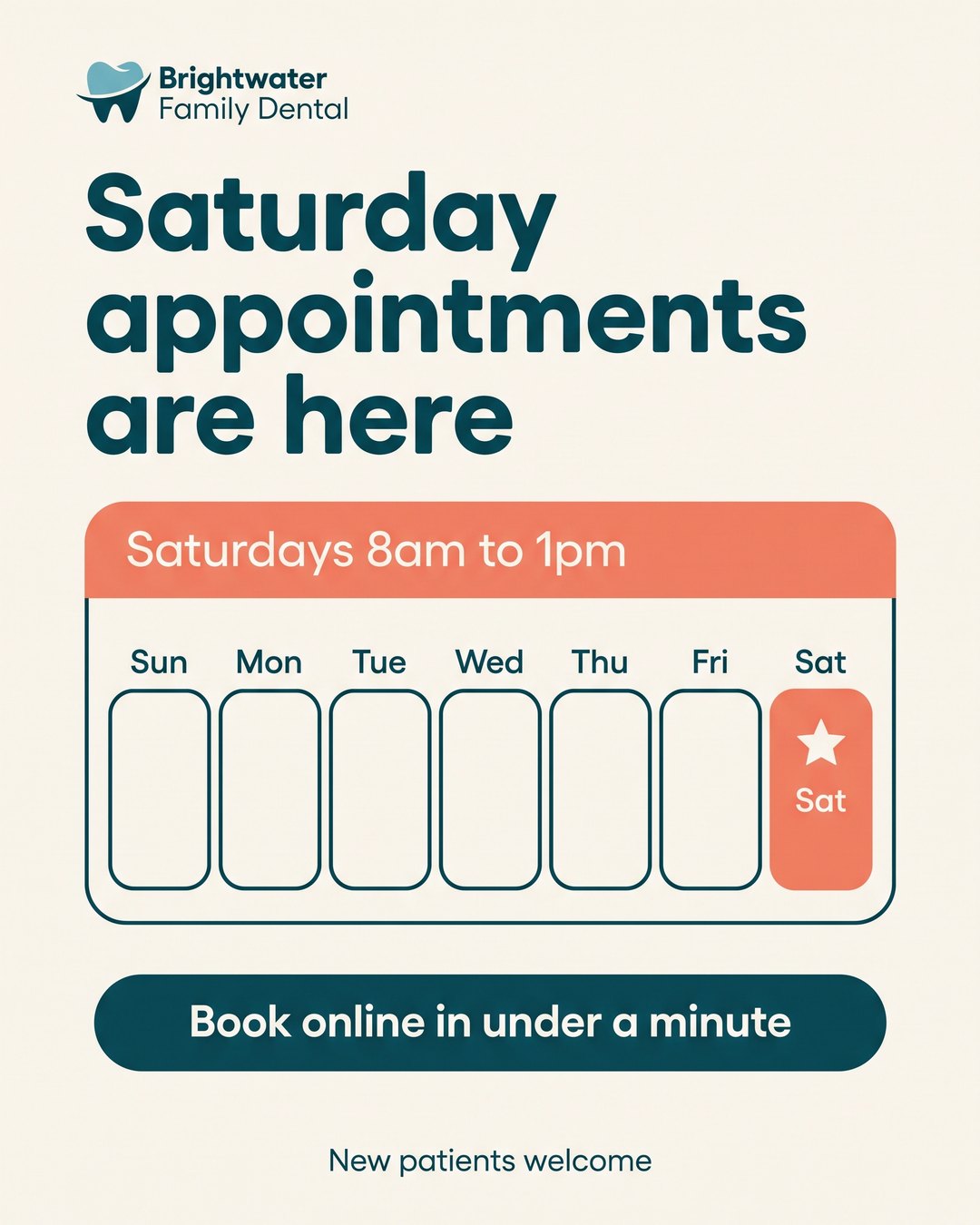 Saturday appointments are here