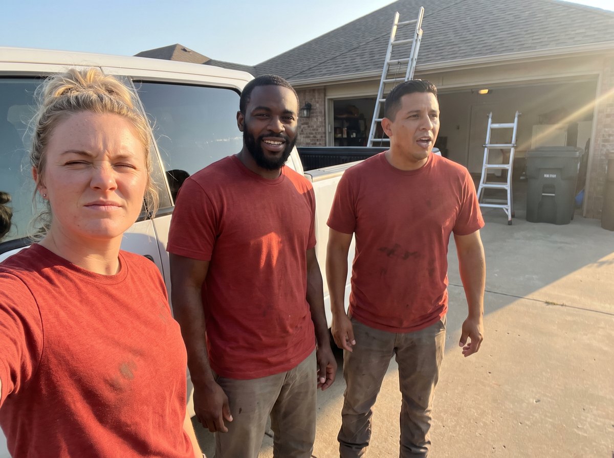 The only crew photo they had, taken in a hurry at the end of a job.